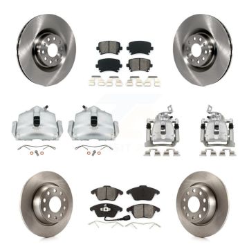 Front Rear Brake Caliper Rotors Semi-Metallic Pad Kit (10Pc) For 2012 Volkswagen CC 2.0L KC8-100979S