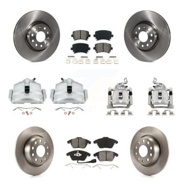 Front Rear Brake Caliper Rotors Semi-Metallic Pad Kit (10Pc) For 2012 Volkswagen CC 2.0L KC8-100980S
