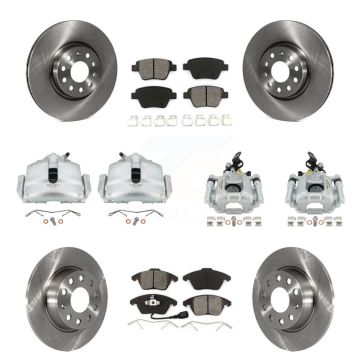 Front Rear Disc Brake Caliper Rotors And Semi-Metallic Pad Kit (10Pc) For Volkswagen GTI KC8-100981S