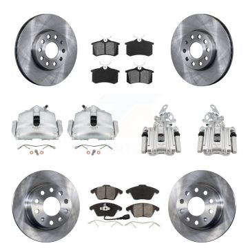 Front Rear Disc Brake Caliper Rotor & Semi-Metallic Pad Kit (10Pc) For Volkswagen Beetle KC8-100983S