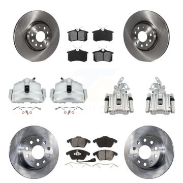Front Rear Disc Brake Caliper Rotor & Semi-Metallic Pad Kit (10Pc) For Volkswagen Beetle KC8-100985S