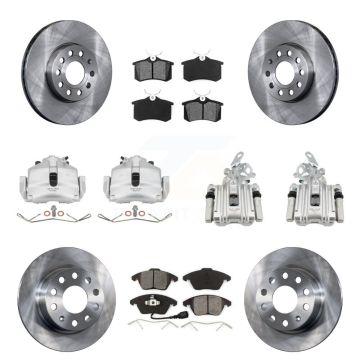 Front Rear Brake Caliper Rotors Semi-Metallic Pad Kit (10Pc) For Volkswagen Jetta Beetle KC8-100987S