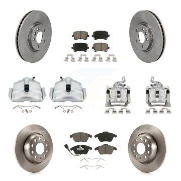 Front Rear Disc Brake Caliper Rotor & Ceramic Pad Kit (10Pc) For 2012 Volkswagen CC 2.0L KC8-100989C