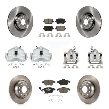Front Rear Disc Brake Caliper Rotor & Ceramic Pad Kit (10Pc) For 2012 Volkswagen CC 2.0L KC8-100990C