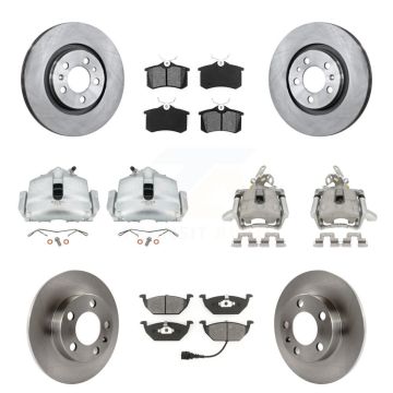 Front Rear Brake Caliper Rotor Semi-Metallic Pad Kit (10Pc) For 06 Volkswagen Jetta 2.0L KC8-100990S