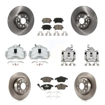Front Rear Disc Brake Caliper Rotor & Ceramic Pad Kit (10Pc) For 2012 Volkswagen CC 2.0L KC8-100991C