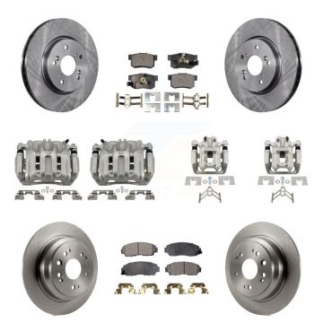 Front Rear Brake Caliper Rotor Semi-Metallic Pad Kit (10Pc) For 2012 Honda Crosstour FWD KC8-100992P