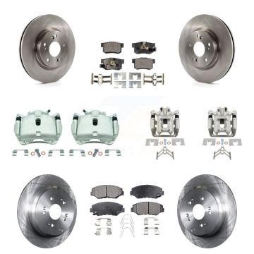 Front Rear Brake Caliper Rotor Semi-Metallic Pad Kit (10Pc) For 2012-2016 Honda CR-V FWD KC8-100995P