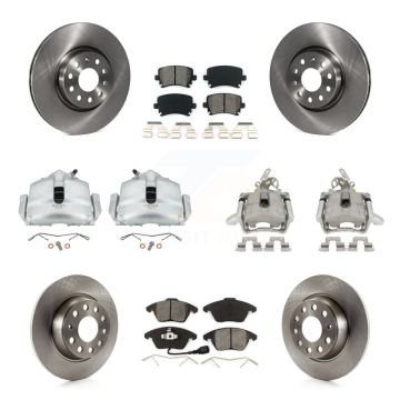 Front Rear Disc Brake Caliper Rotors And Semi-Metallic Pad Kit (10Pc) For Volkswagen GTI KC8-100995S