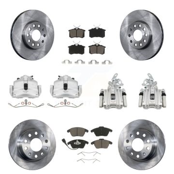 Front Rear Disc Brake Caliper Rotor & Ceramic Pad Kit (10Pc) For Volkswagen Jetta Beetle KC8-100998C