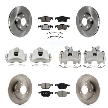 Front Rear Disc Brake Caliper Rotor & Semi-Metallic Pad Kit (10Pc) For 2005 Mazda 3 2.0L KC8-100999S