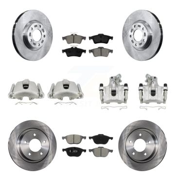 Front Rear Disc Brake Caliper Rotors And Semi-Metallic Pads Kit (10Pc) For Mazda 3 Sport KC8-101000S