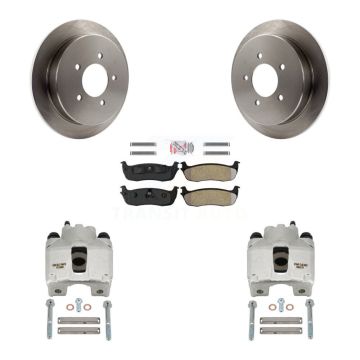 Rear Disc Brake Caliper Rotors Semi-Metallic Pad Kit For 1997-1998 Ford F-150 Expedition KC8-101001N