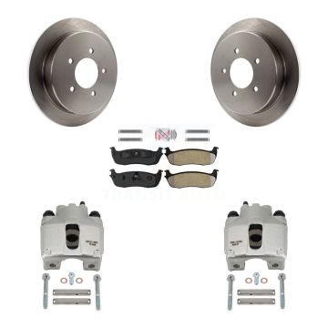 Rear Disc Brake Caliper Rotors Semi-Metallic Pad Kit For 1997-1998 Ford F-150 Expedition KC8-101002N