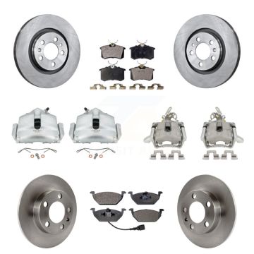 Front Rear Brake Caliper Rotor Semi-Metallic Pad Kit (10Pc) For 06 Volkswagen Jetta 2.0L KC8-101006P