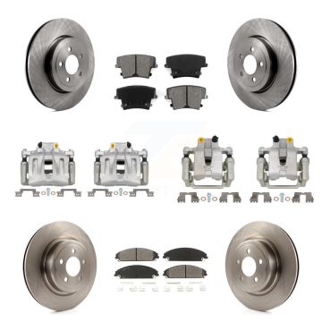 Front Rear Brake Caliper Rotors Semi-Metallic Pad Kit (10Pc) For 2011 Dodge Charger 3.6L KC8-101007S