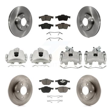 Front Rear Disc Brake Caliper Rotors And Ceramic Pads Kit (10Pc) For 2005 Mazda 3 2.0L KC8-101010C