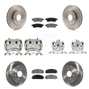 Front Rear Disc Brake Caliper Rotors And Semi-Metallic Pad Kit (10Pc) For Suzuki Equator KC8-101011S