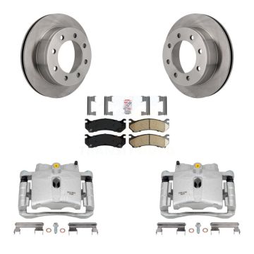 Rear Brake Caliper Rotor Ceramic Pad Kit For GMC Chevrolet Sierra 2500 HD Silverado 3500 KC8-101012N