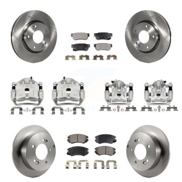 Front Rear Disc Brake Caliper Rotors Semi-Metallic Pad Kit (10Pc) For Hyundai Sonata Kia KC8-101012P