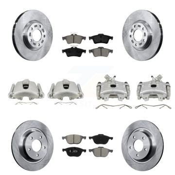 Front Rear Disc Brake Caliper Rotors And Semi-Metallic Pads Kit (10Pc) For Mazda 5 KC8-101012S