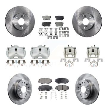 Front Rear Disc Brake Caliper Rotor & Ceramic Pad Kit (10Pc) For 2003-2011 Honda Element KC8-101014T