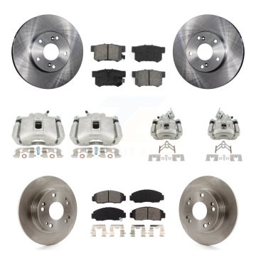 Front Rear Disc Brake Caliper Rotors And Semi-Metallic Pads Kit (10Pc) For Honda Accord KC8-101015S