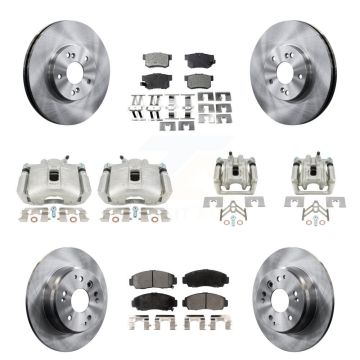 Front Rear Disc Brake Caliper Rotors And Ceramic Pads Kit (10Pc) For Acura TL KC8-101015T