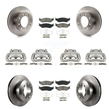 Front Rear Brake Caliper Rotors & Semi-Metallic Pad Kit (10Pc) For Ford E-550 Super Duty KC8-101020S