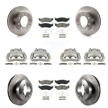 Front Rear Brake Caliper Rotors & Semi-Metallic Pad Kit (10Pc) For Ford E-550 Super Duty KC8-101021S