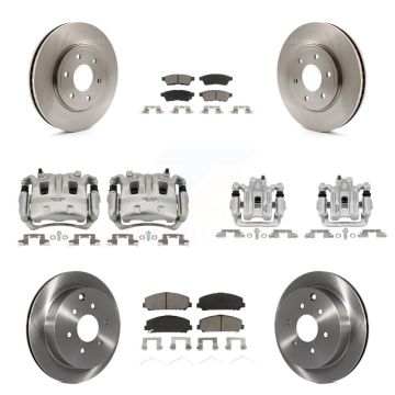 Front Rear Disc Brake Caliper Rotors And Ceramic Pads Kit (10Pc) For Suzuki Equator KC8-101023C