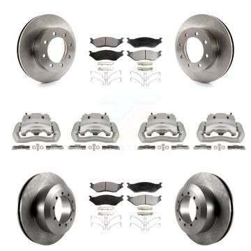 Front Rear Brake Caliper Rotors & Semi-Metallic Pad Kit (10Pc) For Ford E-550 Super Duty KC8-101027P