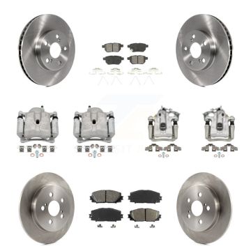 Front Rear Brake Caliper Rotor And Semi-Metallic Pad Kit (10Pc) For Toyota Prius Plug-In KC8-101027S