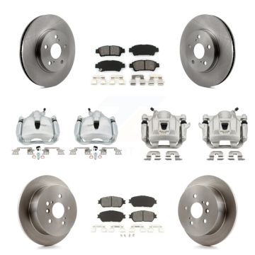 Front Rear Brake Caliper Rotors Semi-Metallic Pad Kit (10Pc) For 2004-2010 Toyota Sienna KC8-101031S