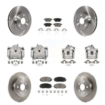 Front Rear Disc Brake Caliper Rotors And Ceramic Pad Kit (10Pc) For Toyota Prius Plug-In KC8-101039C