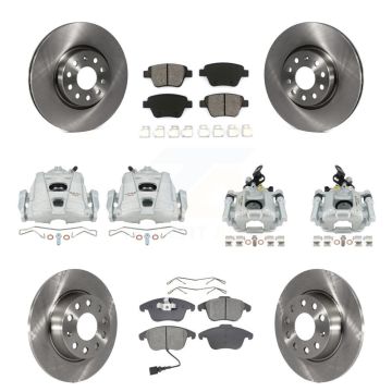 Front Rear Brake Caliper Rotors Semi-Metallic Pad Kit (10Pc) For 12-14 Volkswagen Passat KC8-101041S