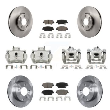 Front Rear Disc Brake Caliper Rotors Ceramic Pad Kit (10Pc) For 2014 Hyundai Sonata 2.0L KC8-101042C