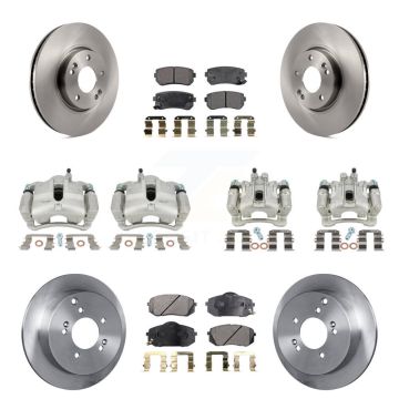 Front Rear Disc Brake Caliper Rotors Semi-Metallic Pad Kit (10Pc) For Hyundai Tucson Kia KC8-101043P