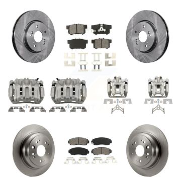 Front Rear Brake Caliper Rotor Semi-Metallic Pad Kit (10Pc) For 2012 Honda Crosstour FWD KC8-101043S