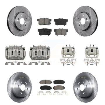 Front Rear Disc Brake Caliper Rotors And Semi-Metallic Pads Kit (10Pc) For Acura RDX KC8-101046S