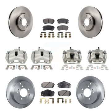 Front Rear Disc Brake Caliper Rotors And Semi-Metallic Pads Kit (10Pc) For Kia Sportage KC8-101047P