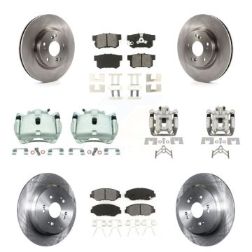 Front Rear Brake Caliper Rotor Semi-Metallic Pad Kit (10Pc) For 2012-2016 Honda CR-V FWD KC8-101048S