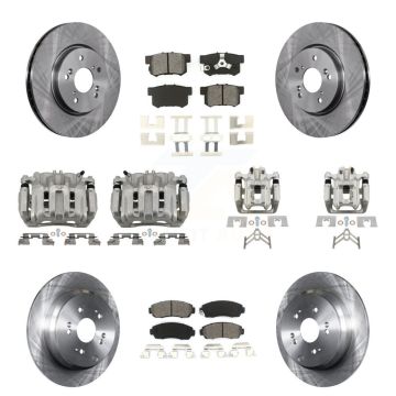 Front Rear Disc Brake Caliper Rotors And Semi-Metallic Pads Kit (10Pc) For Honda CR-V KC8-101050S