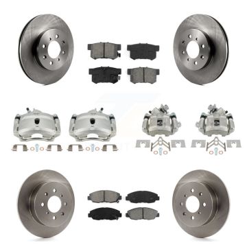 Front Rear Disc Brake Caliper Rotors And Semi-Metallic Pads Kit (10Pc) For Honda Civic KC8-101054S
