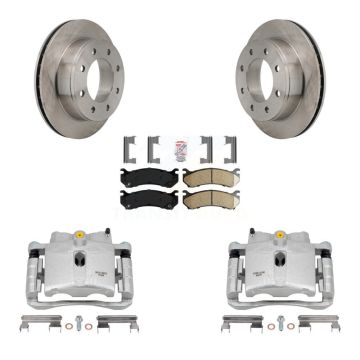 Rear Brake Caliper Rotor & Ceramic Pad Kit For Chevrolet GMC Sierra 2500 HD Silverado H2 KC8-101057N