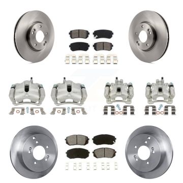 Front Rear Disc Brake Caliper Rotors Semi-Metallic Pad Kit (10Pc) For Hyundai Tucson Kia KC8-101060S