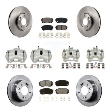 Front Rear Disc Brake Caliper Rotors Semi-Metallic Pad Kit (10Pc) For Hyundai Tucson Kia KC8-101062S