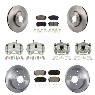 Front Rear Disc Brake Caliper Rotors And Semi-Metallic Pads Kit (10Pc) For Kia Sportage KC8-101064S