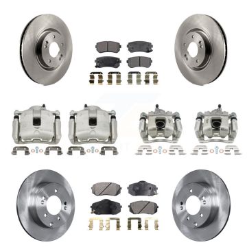 Front Rear Disc Brake Caliper Rotors And Semi-Metallic Pad Kit (10Pc) For Hyundai Tucson KC8-101065P
