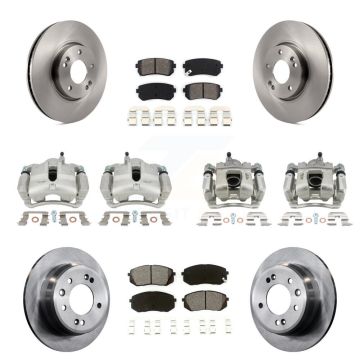 Front Rear Disc Brake Caliper Rotors And Semi-Metallic Pads Kit (10Pc) For Kia Sportage KC8-101065S